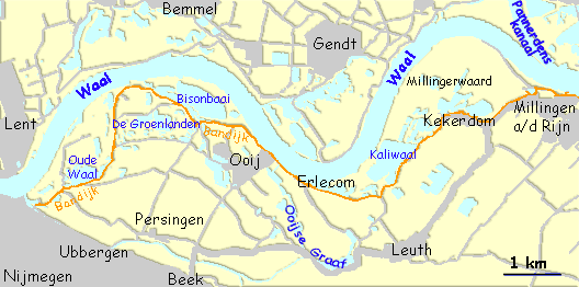 Map of the Ooijpolder and surrounding